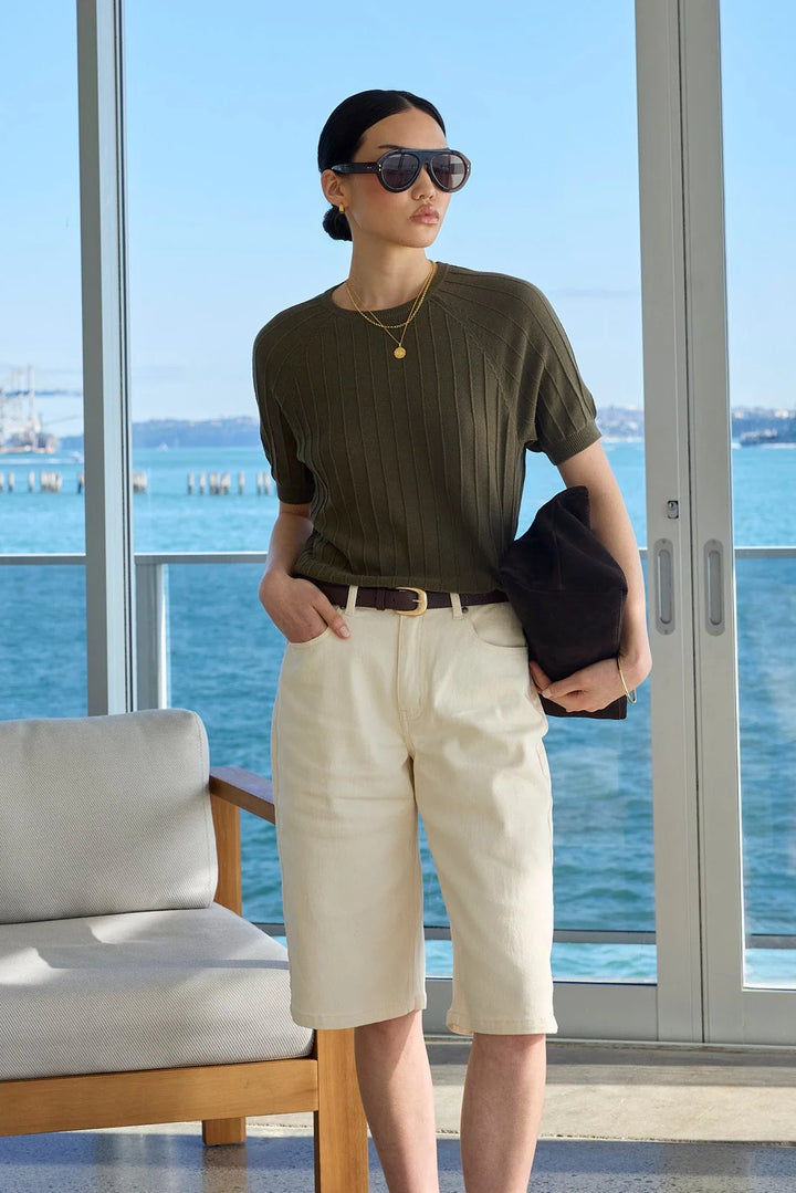 Soleil Knit Tee | Olive