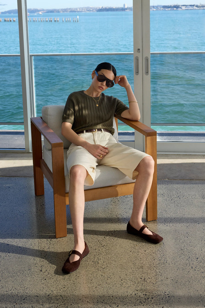 Soleil Knit Tee | Olive