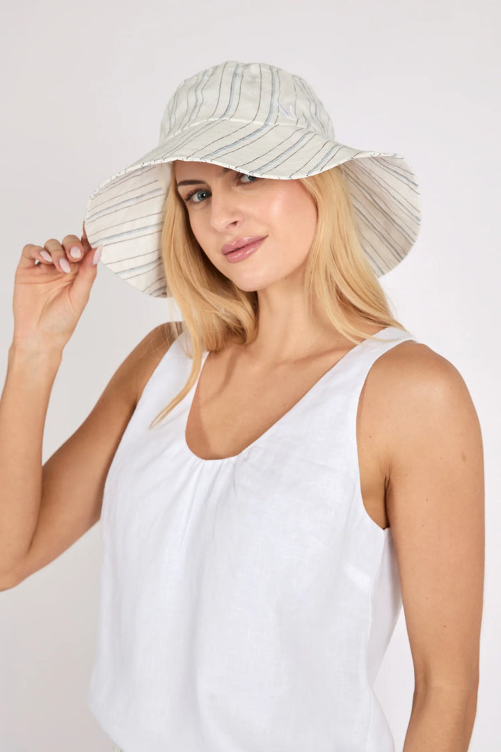 Soleil Linen Hat | Coastal Sripe