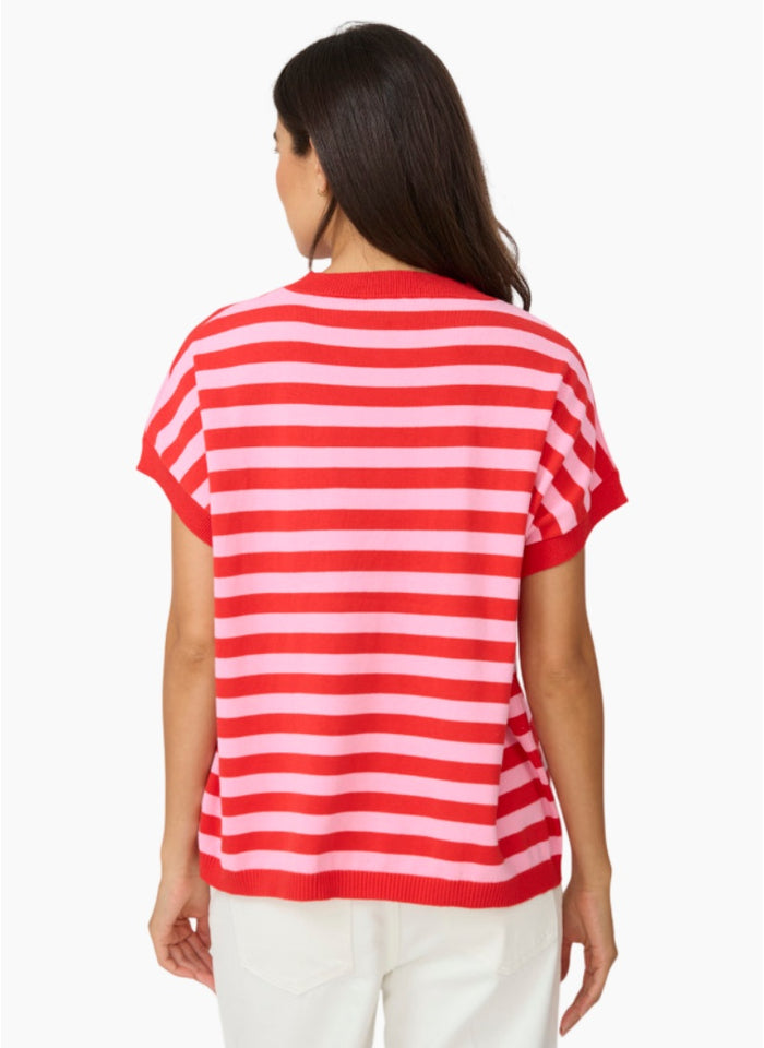 Gwen Tee | Pink/Red Stripe
