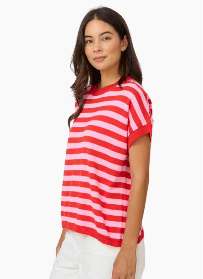 Gwen Tee | Pink/Red Stripe