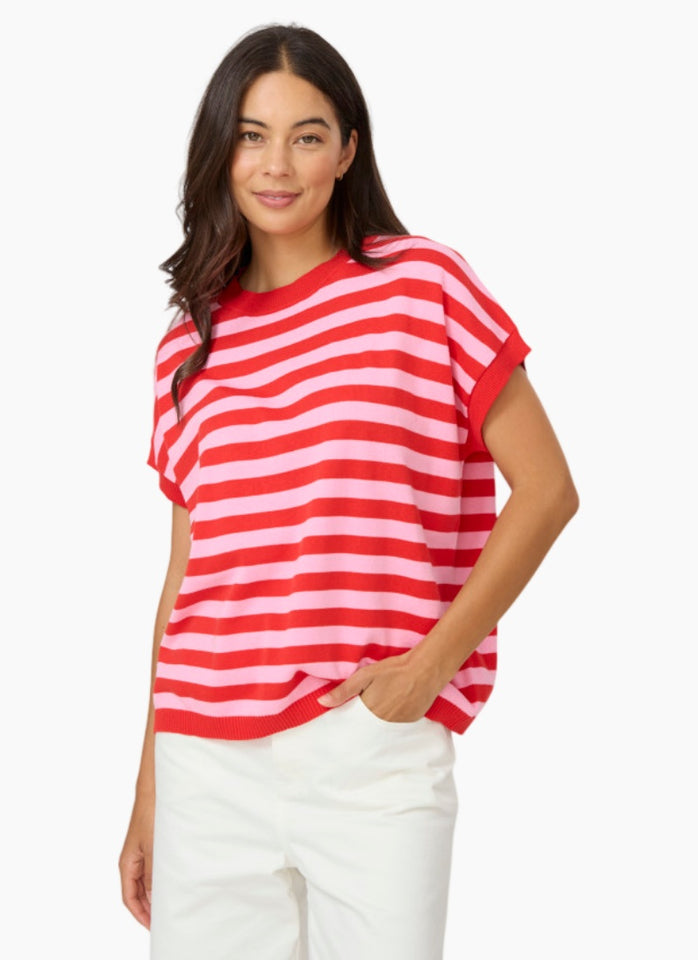 Gwen Tee | Pink/Red Stripe