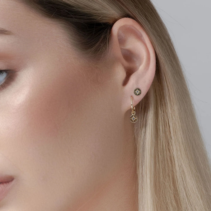 Petite North Star Studs | Blue Sapphire/Gold