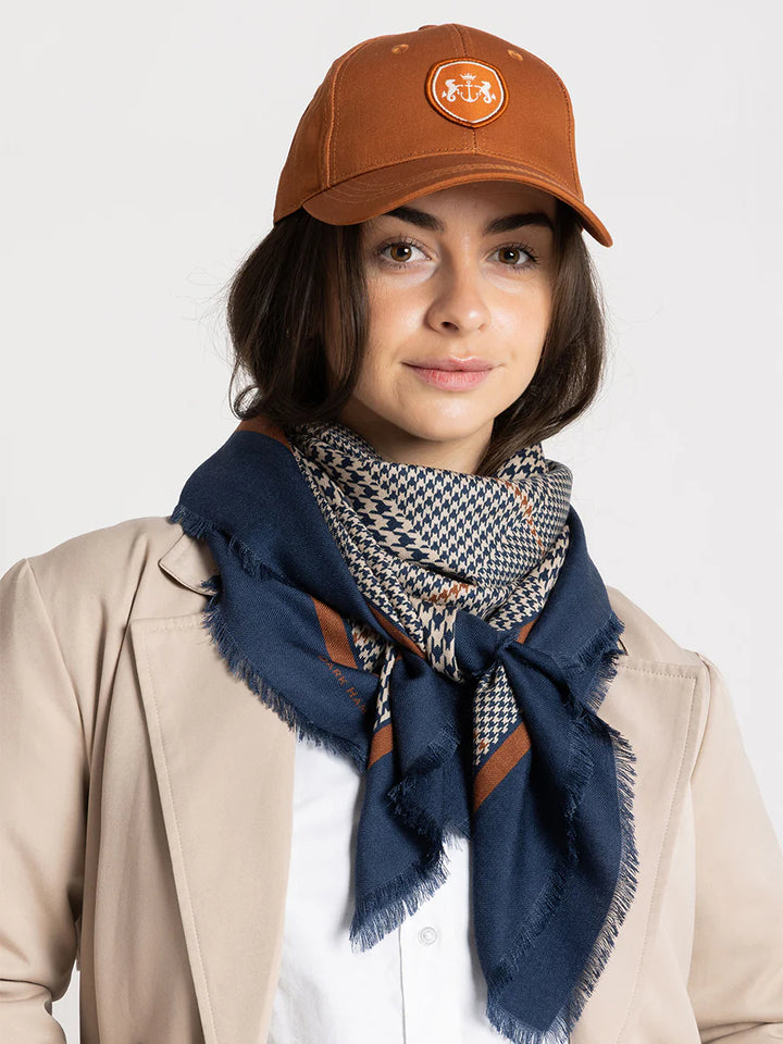 The Sutherland Wool Silk | Navy Houndstooth