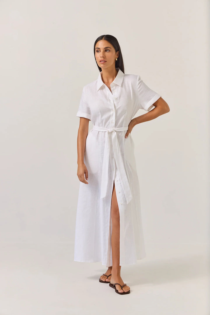 Godet Shirt Dress | White