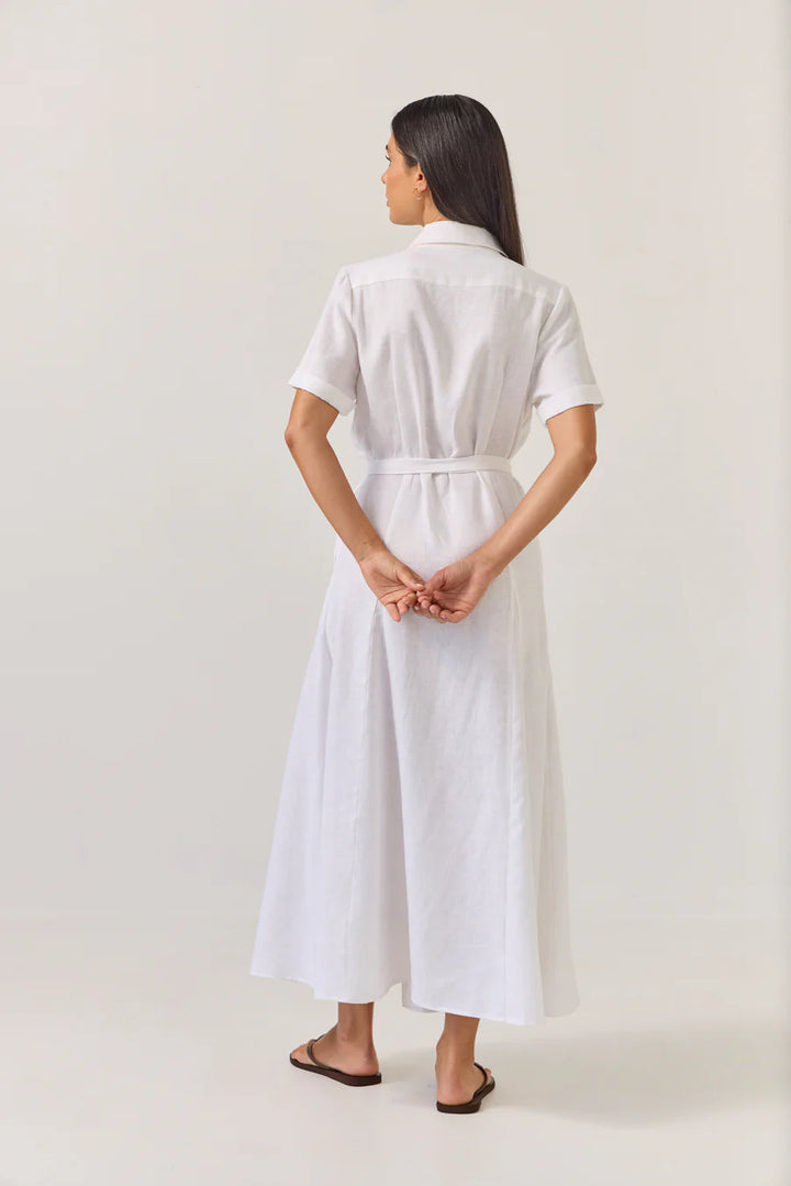 Godet Shirt Dress | White