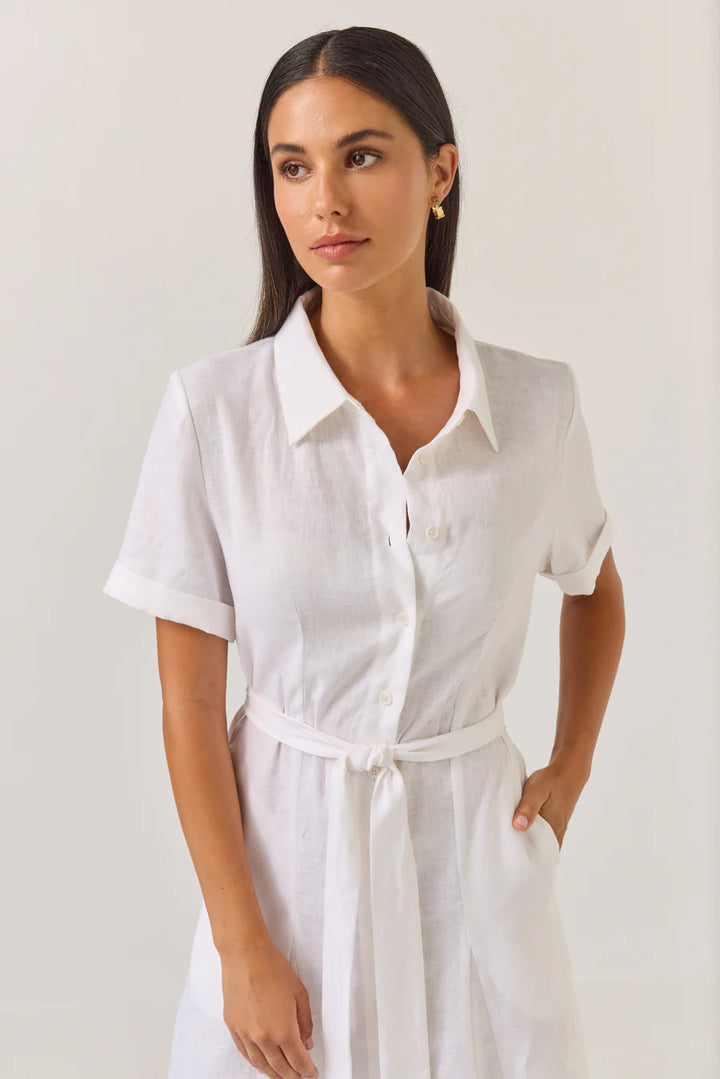 Godet Shirt Dress | White