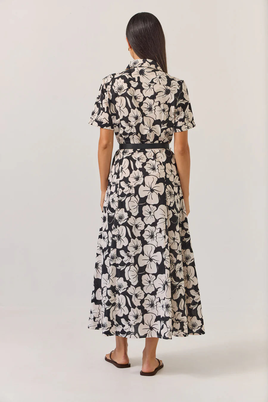 Godet Shirt Dress | Black Floral