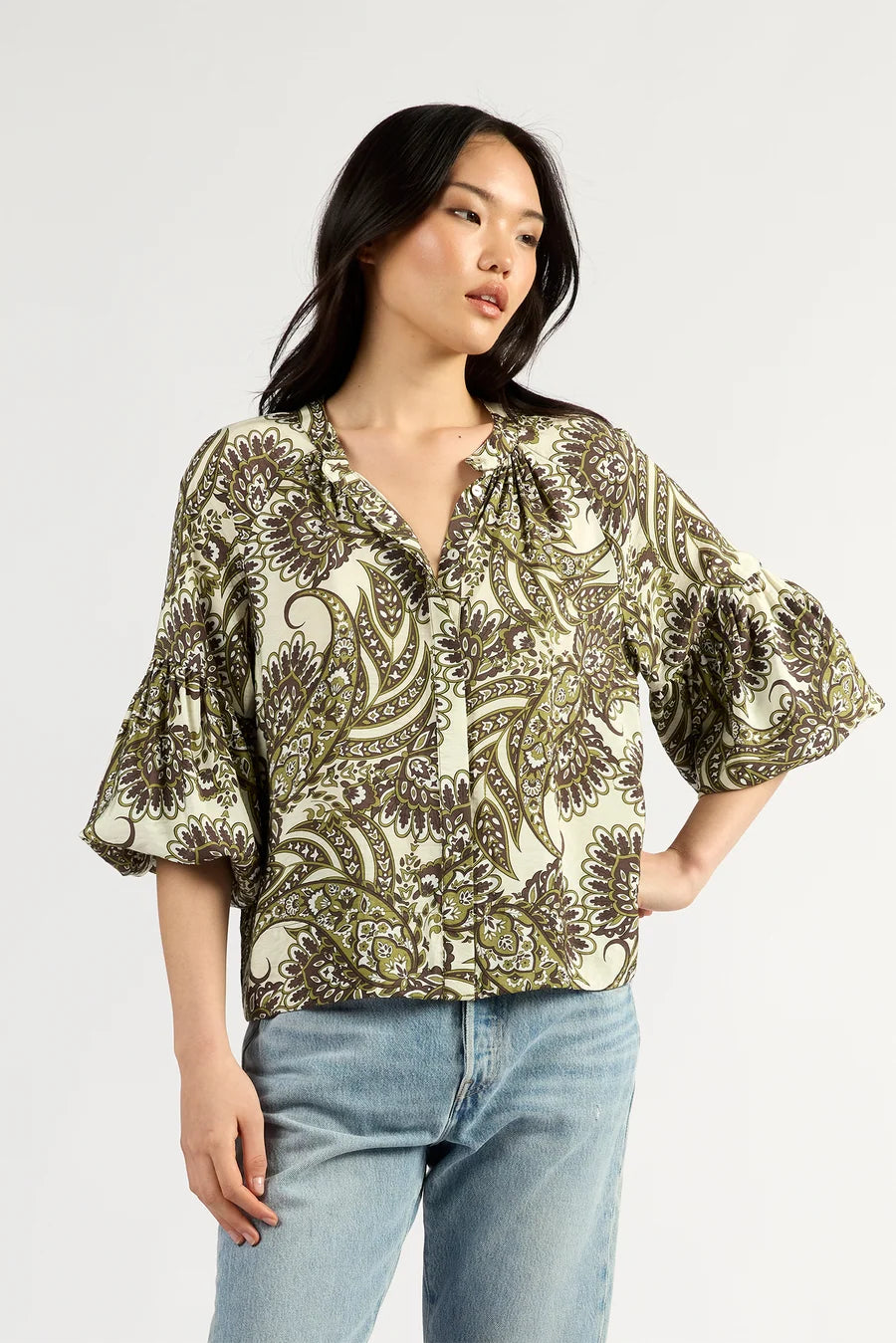 Gigi Top | Olive Paisley