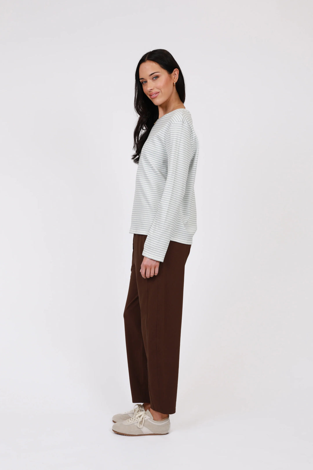 Uno Rib Long Sleeve Tee | Cornflower Stripe
