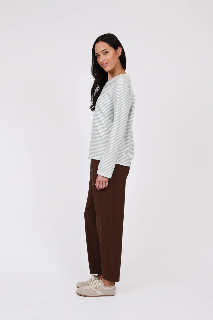 Uno Rib Long Sleeve Tee | Cornflower Stripe