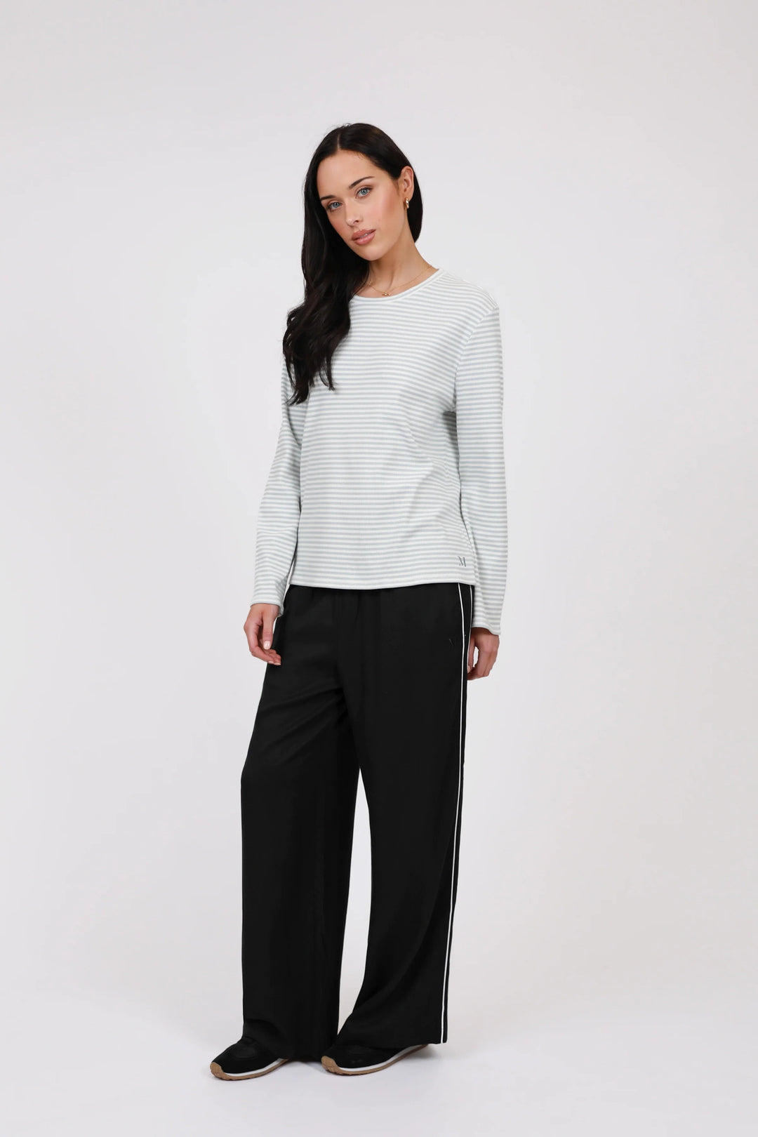 Uno Rib Long Sleeve Tee | Cornflower Stripe