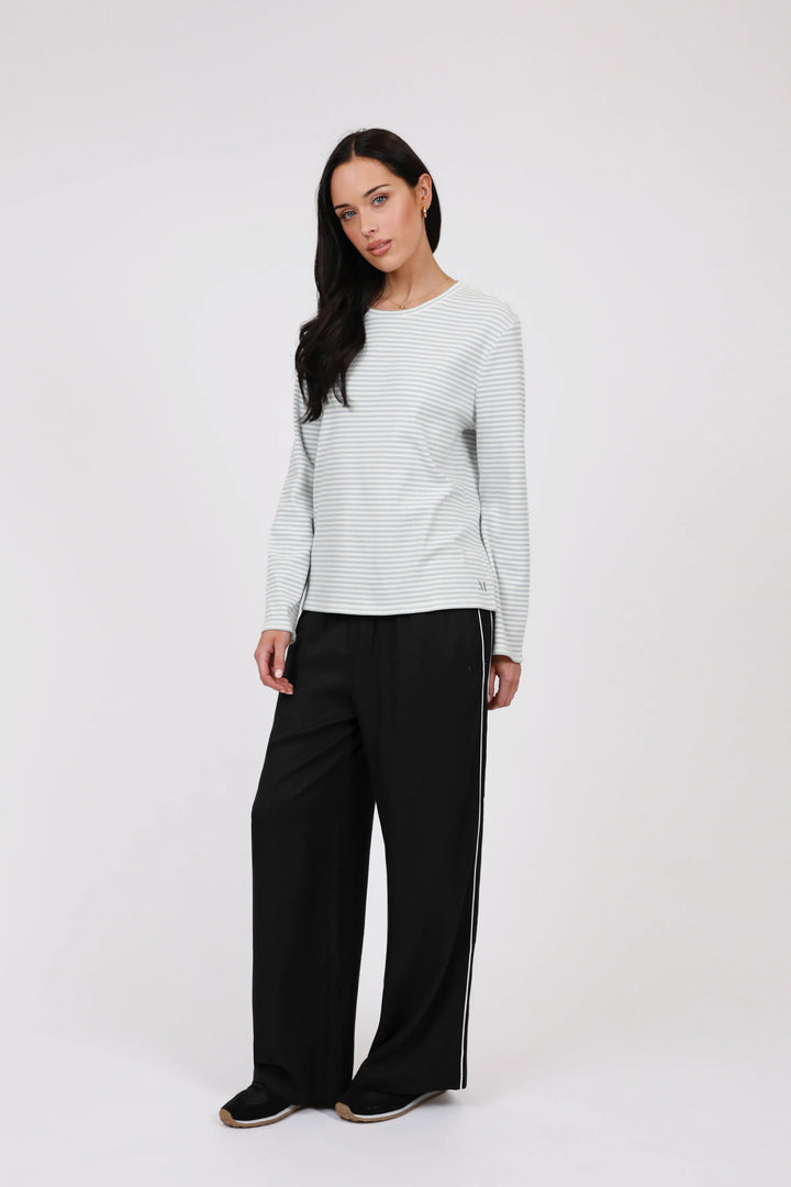 Uno Rib Long Sleeve Tee | Cornflower Stripe