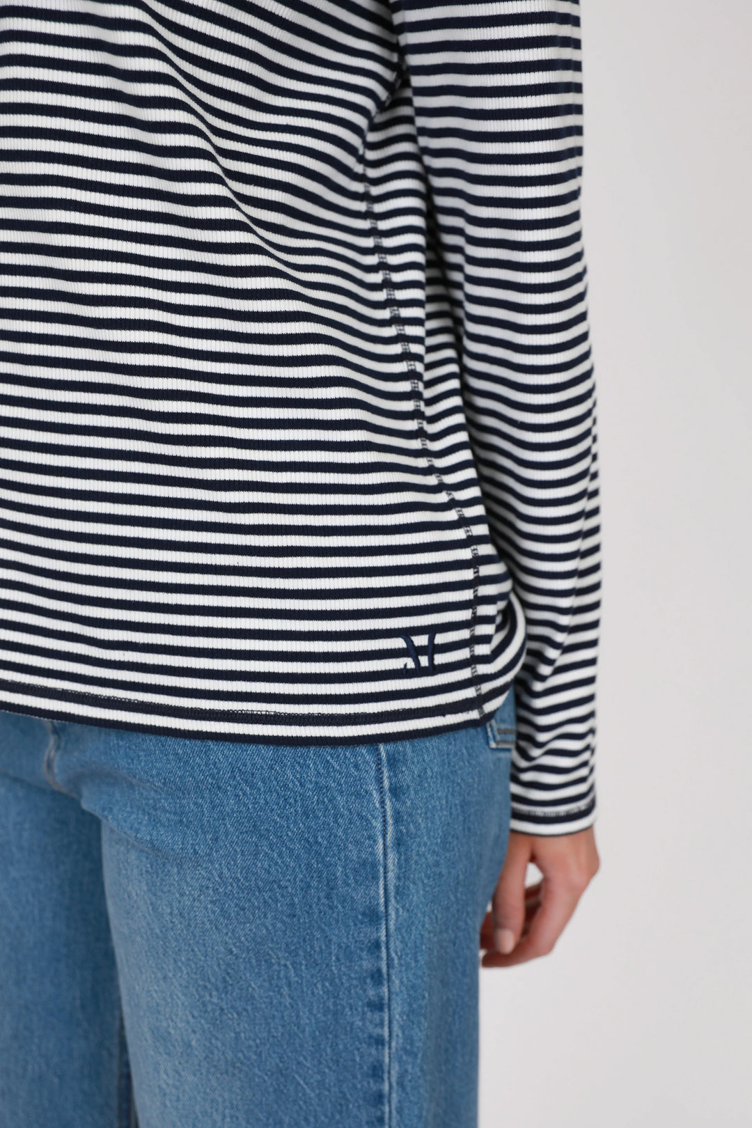 Uno Rib Long Sleeve Tee | Indigo Stripe