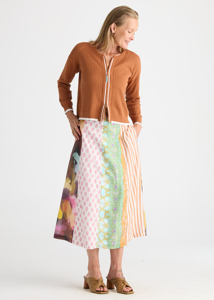 Pointelle Zip Cardi | Toffee