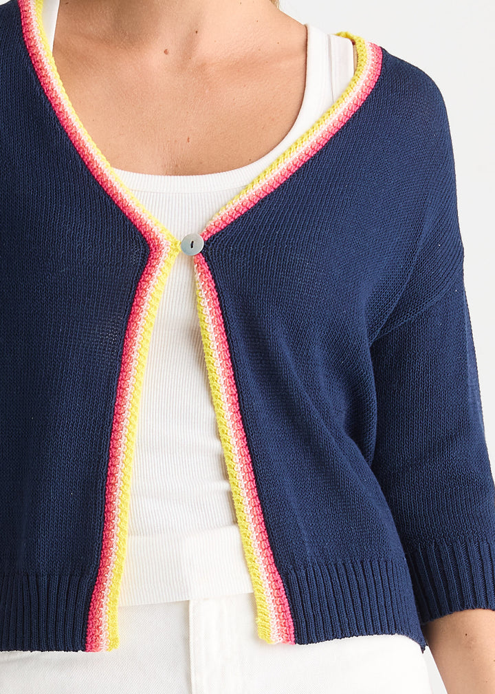 Crochet Trim Cardi | Navy