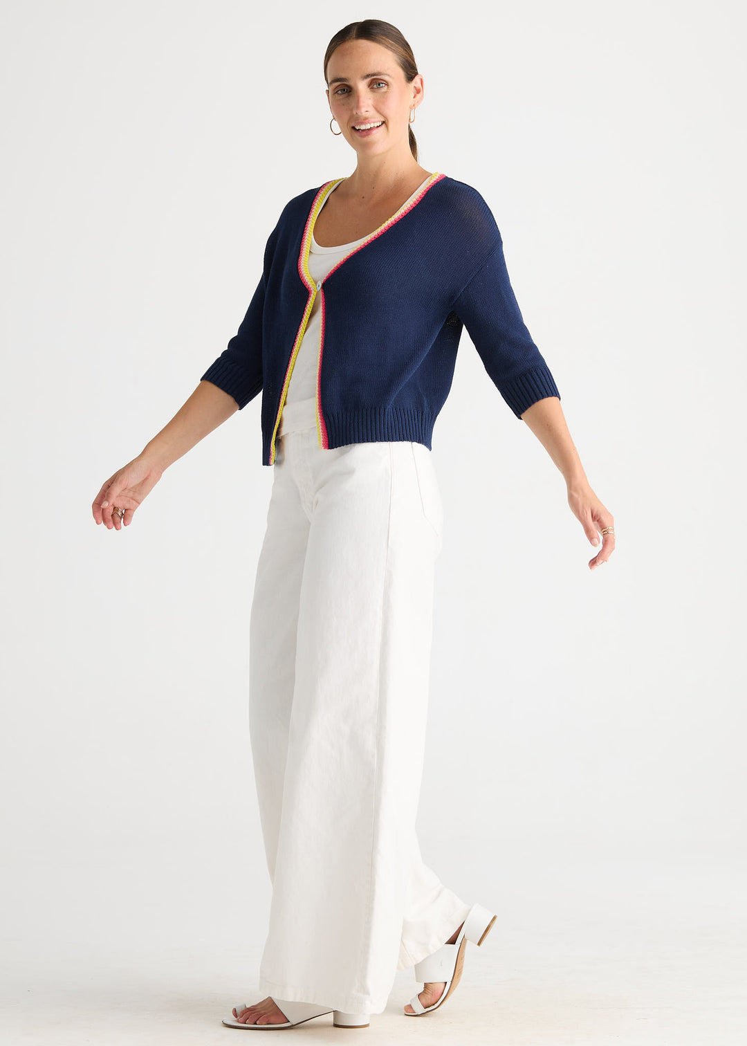 Crochet Trim Cardi | Navy
