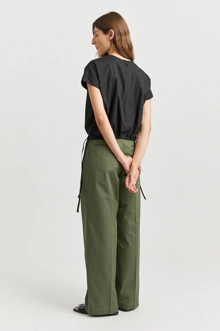 Cotton Drawstring Top | Black