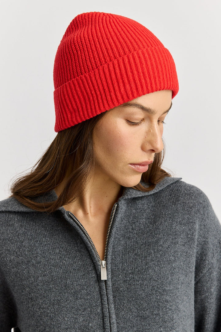 Fine Rib Beanie | Poppy