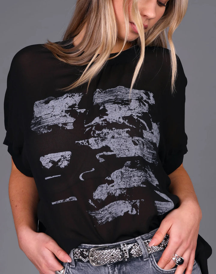 Broken Glass Oversized Tee | Black