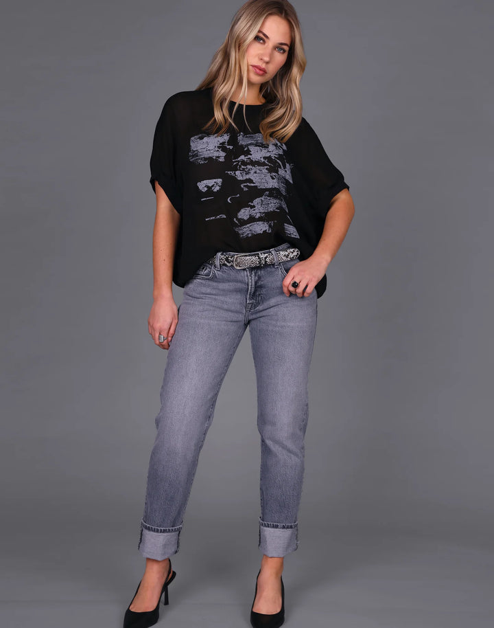 Broken Glass Oversized Tee | Black