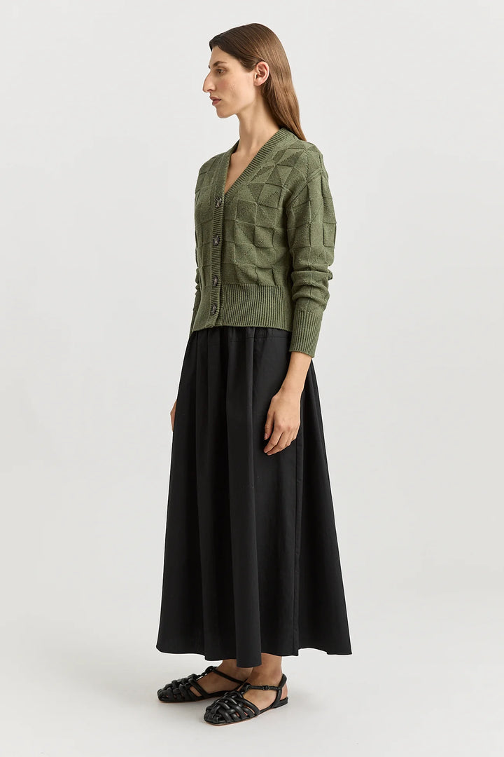 Tile Stitch Cardi | Olive