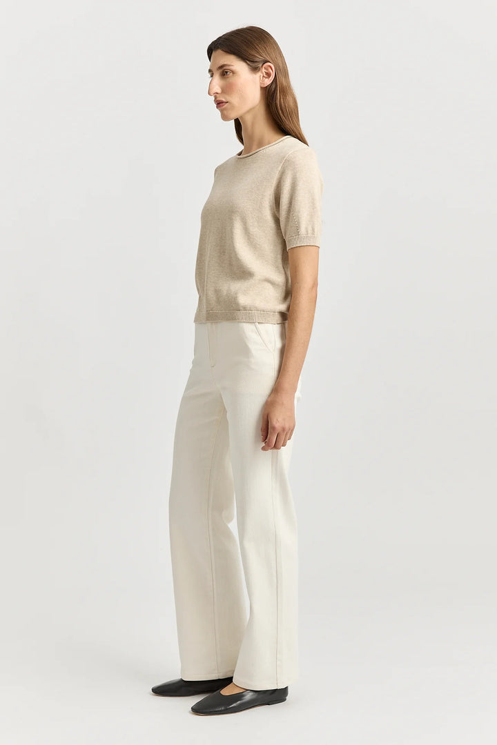 Short Sleeve  Knit Top | Jute