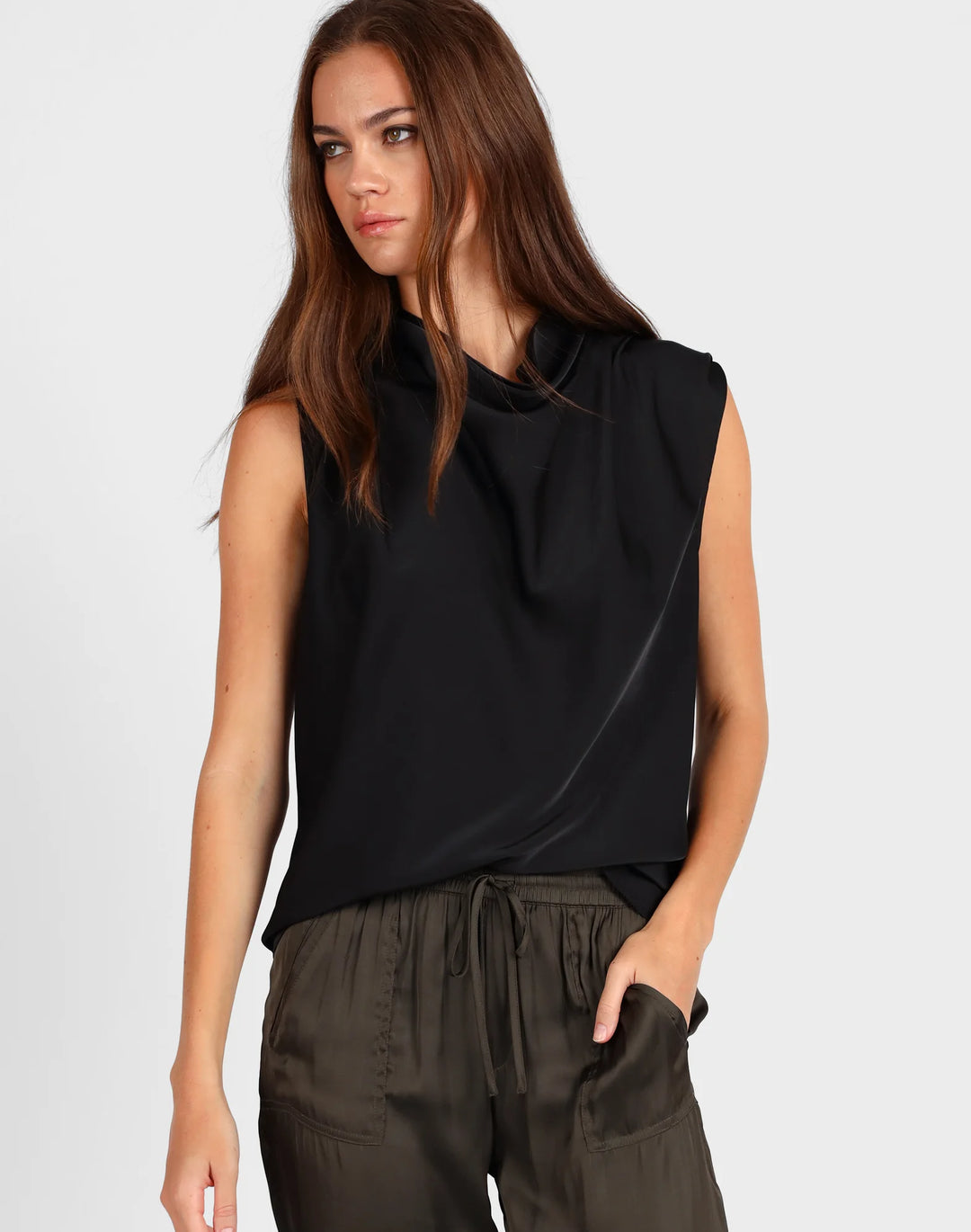 Drape Front Top | Black