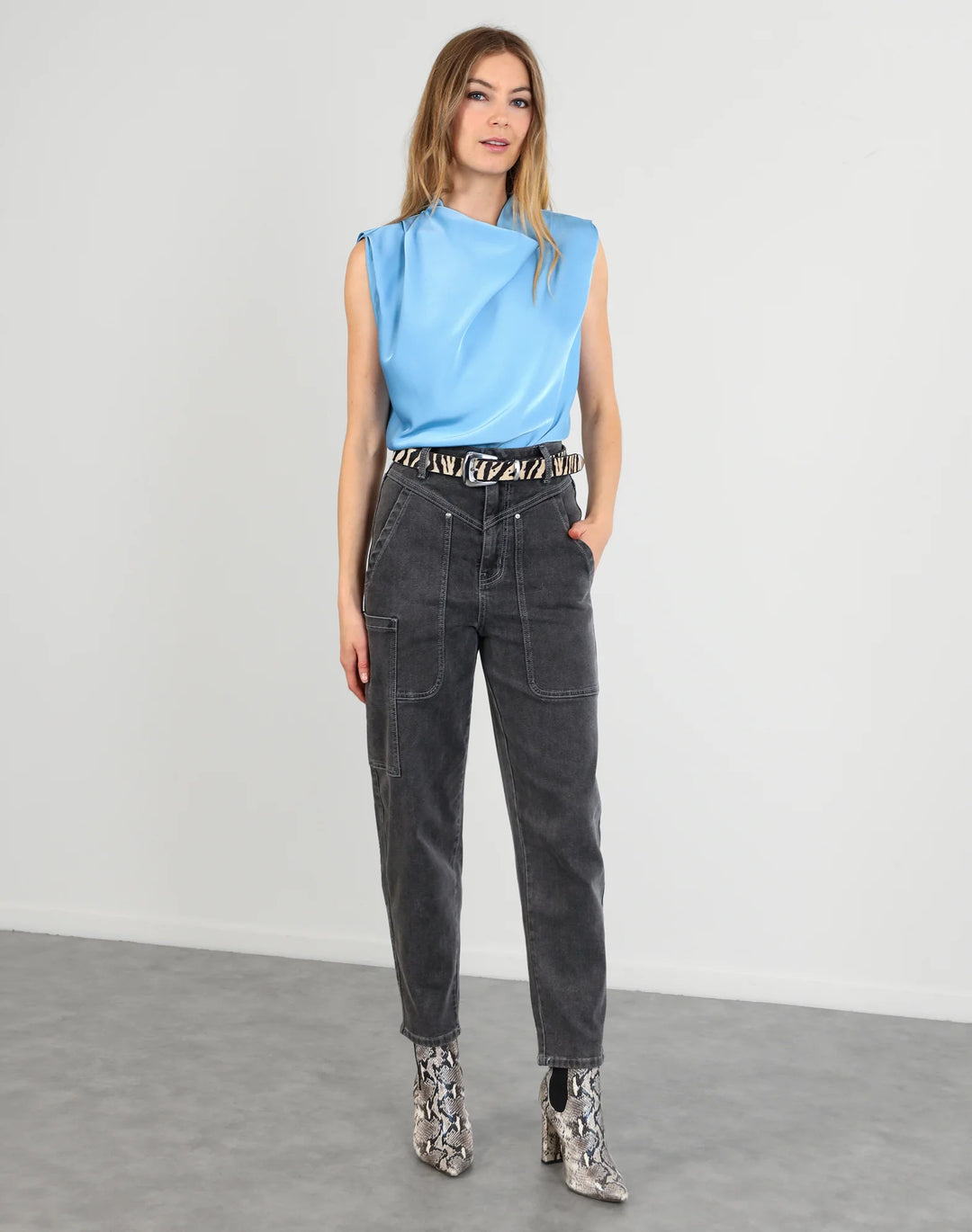 Drape Front Top | Cloud Blue