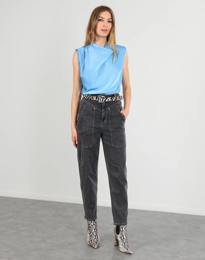 Drape Front Top | Cloud Blue