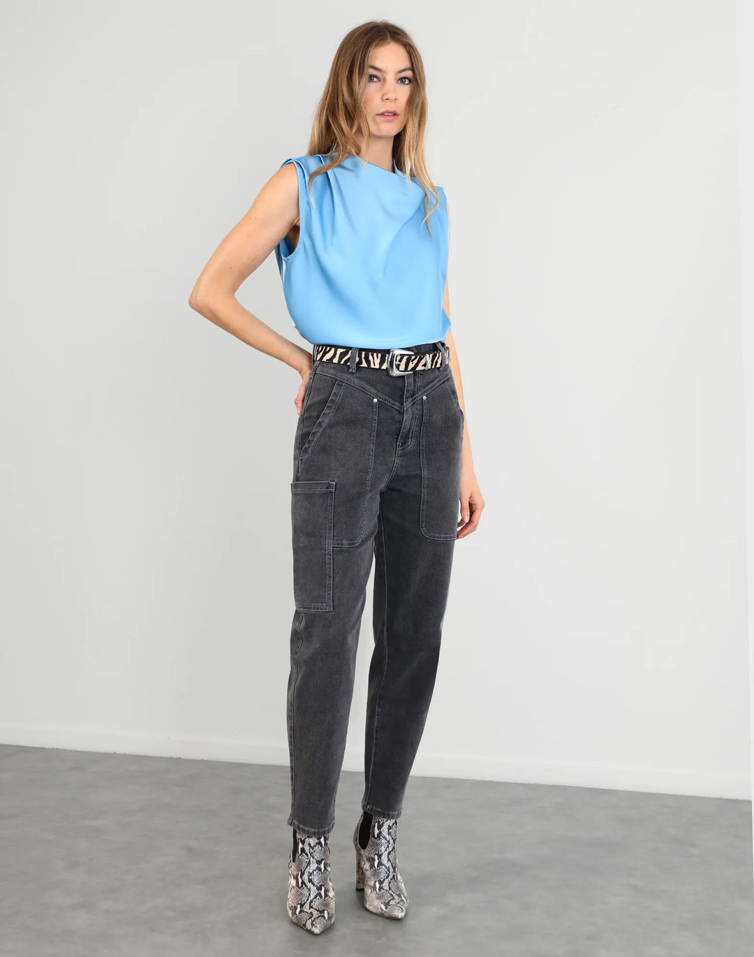Drape Front Top | Cloud Blue