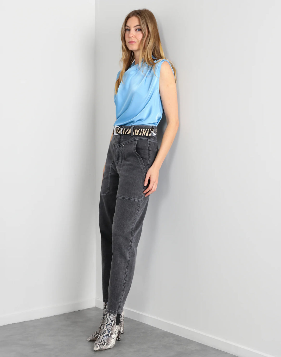Drape Front Top | Cloud Blue