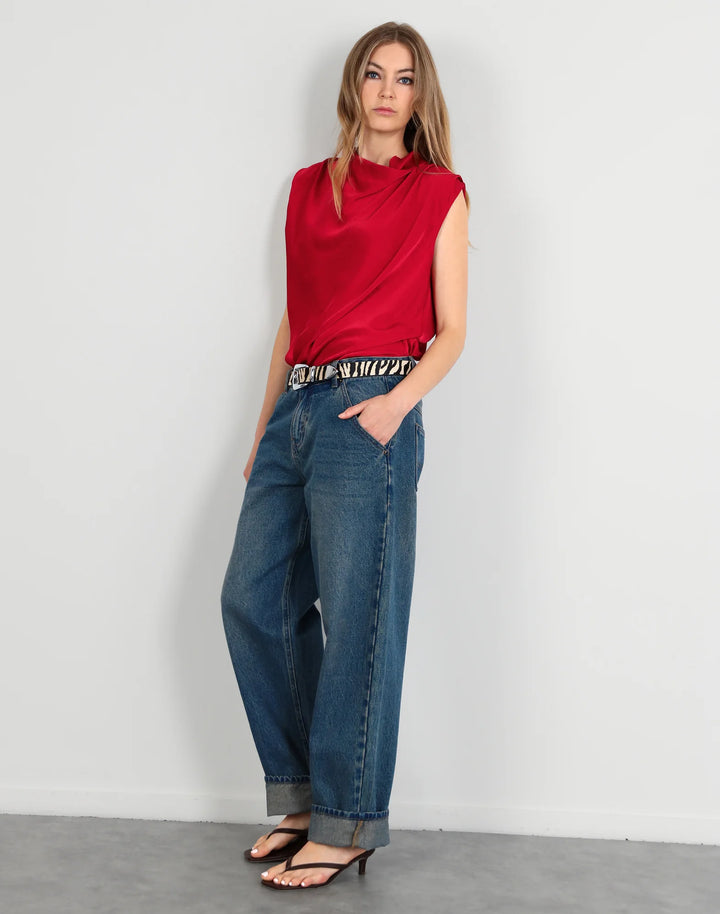 Drape Front Top | Red