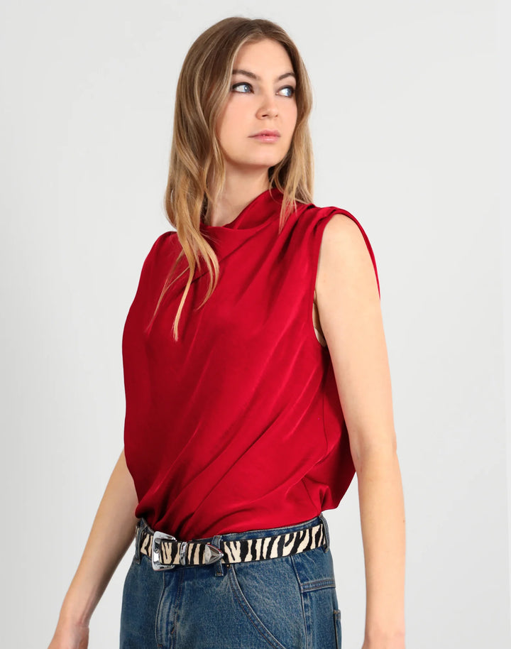 Drape Front Top | Red