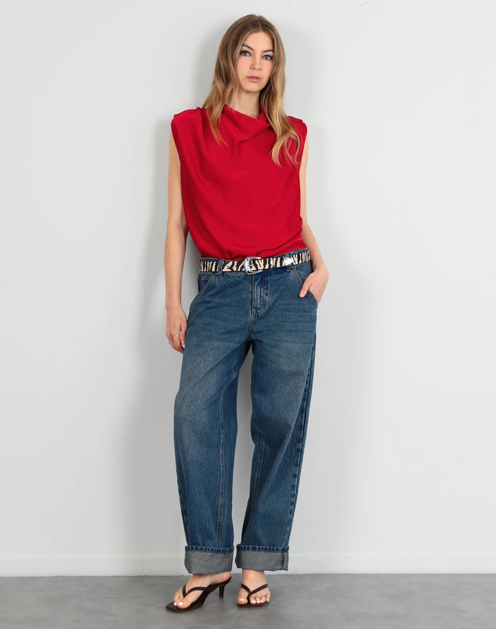 Drape Front Top | Red