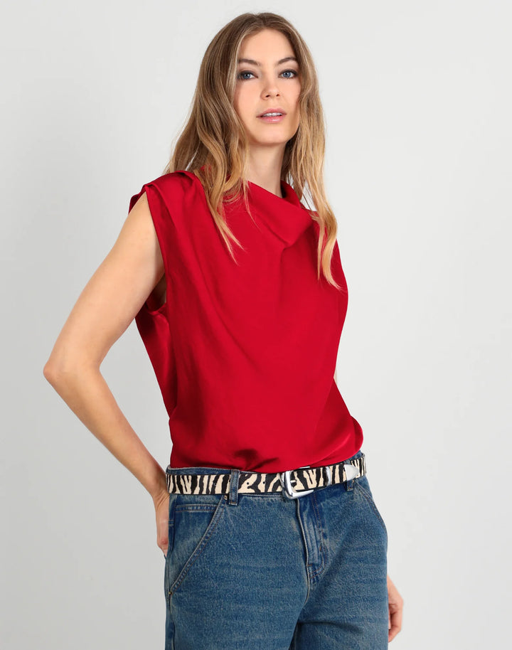 Drape Front Top | Red