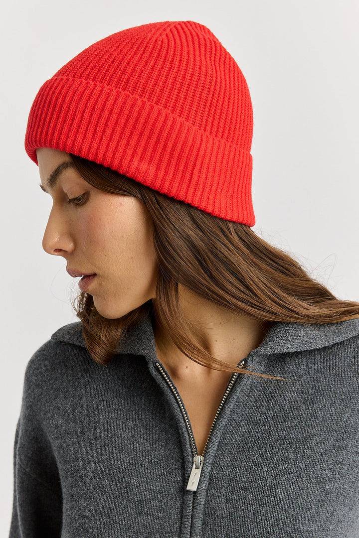 Fine Rib Beanie | Poppy