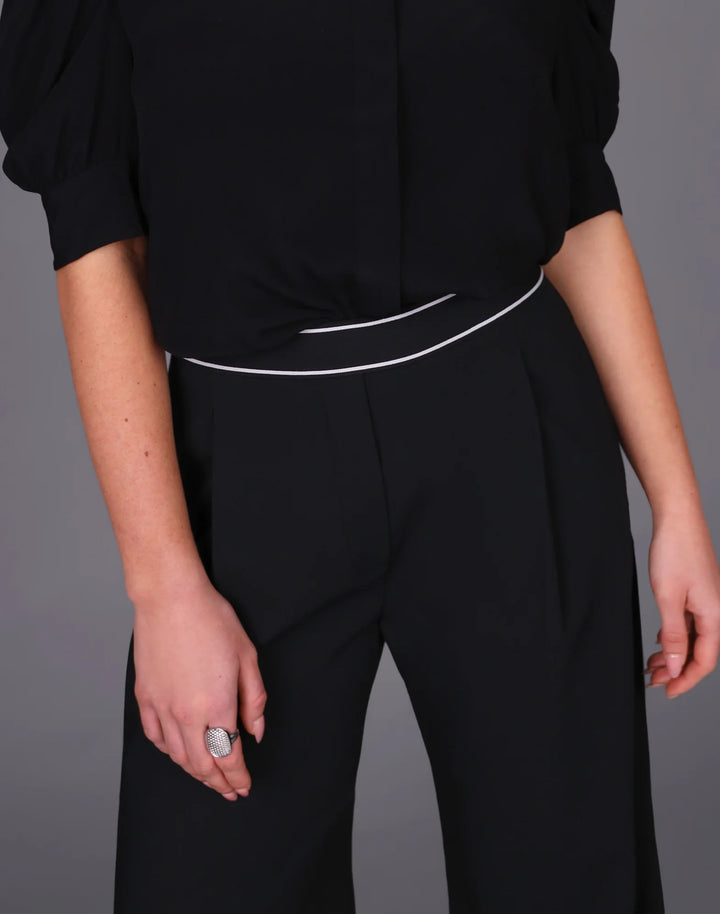 Elastic Waist Wide Leg Pant | Black