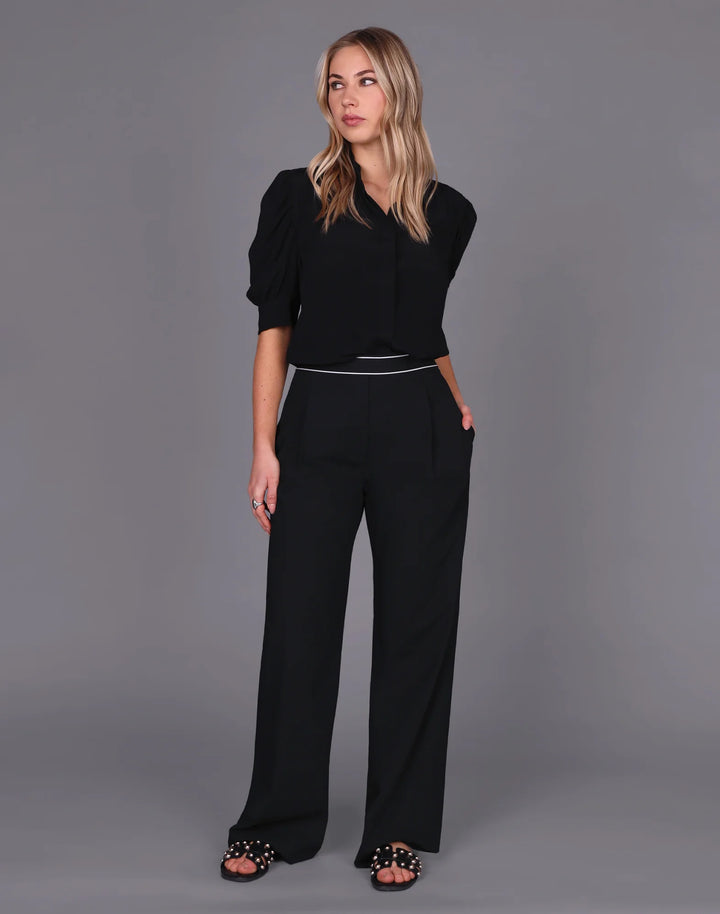 Elastic Waist Wide Leg Pant | Black