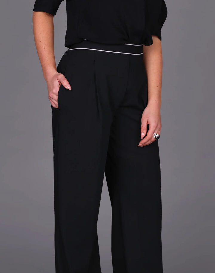 Elastic Waist Wide Leg Pant | Black