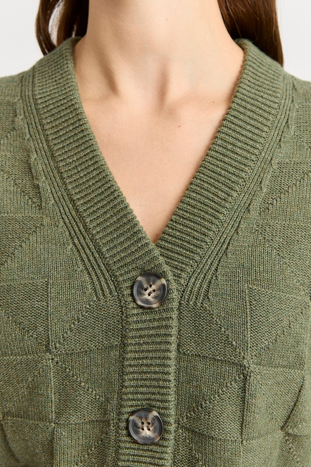 Tile Stitch Cardi | Olive