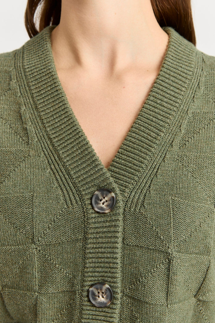 Tile Stitch Cardi | Olive