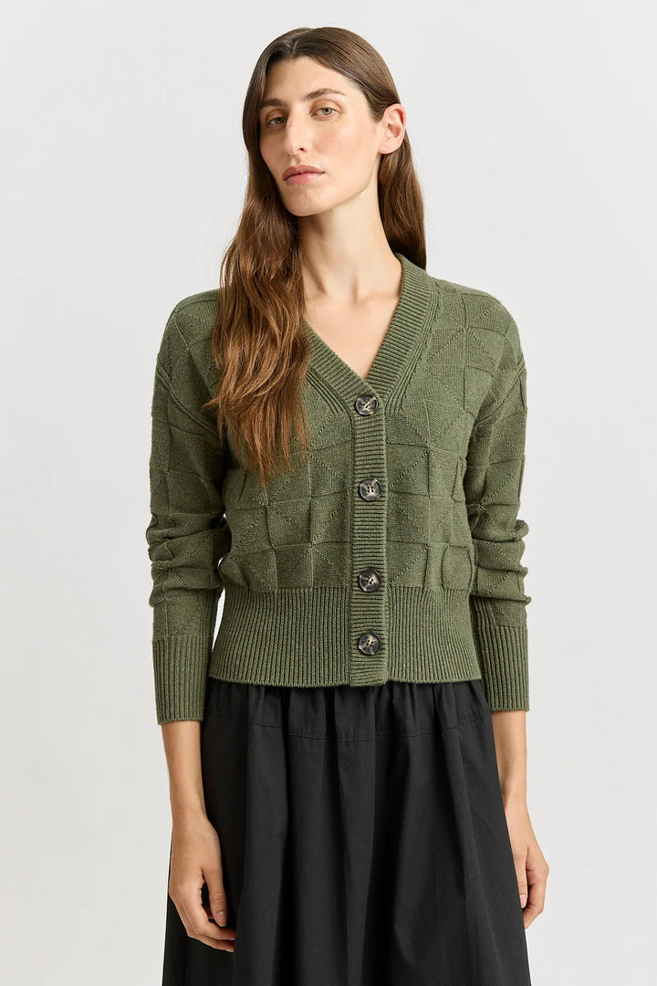Tile Stitch Cardi | Olive