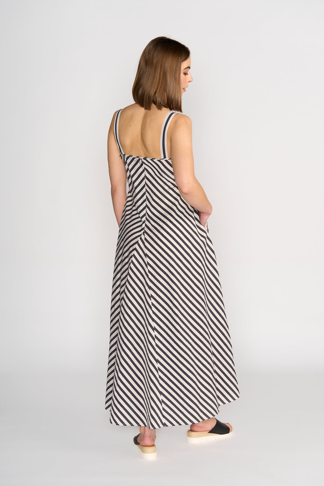 Gala Dress | Black/Ecru Stripe