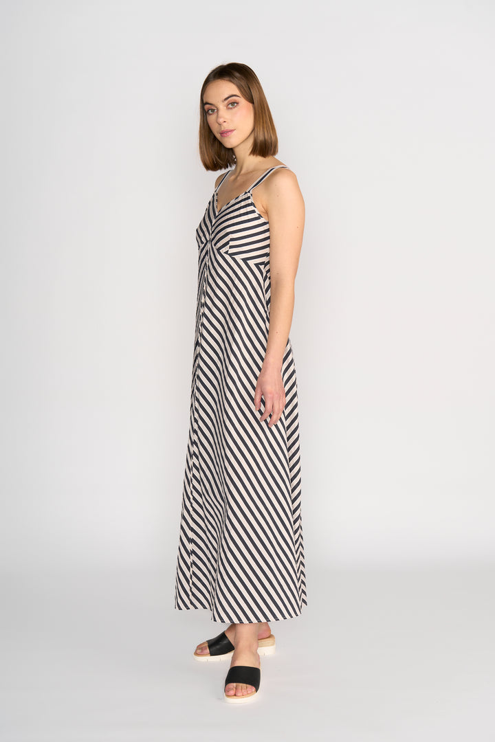 Gala Dress | Black/Ecru Stripe