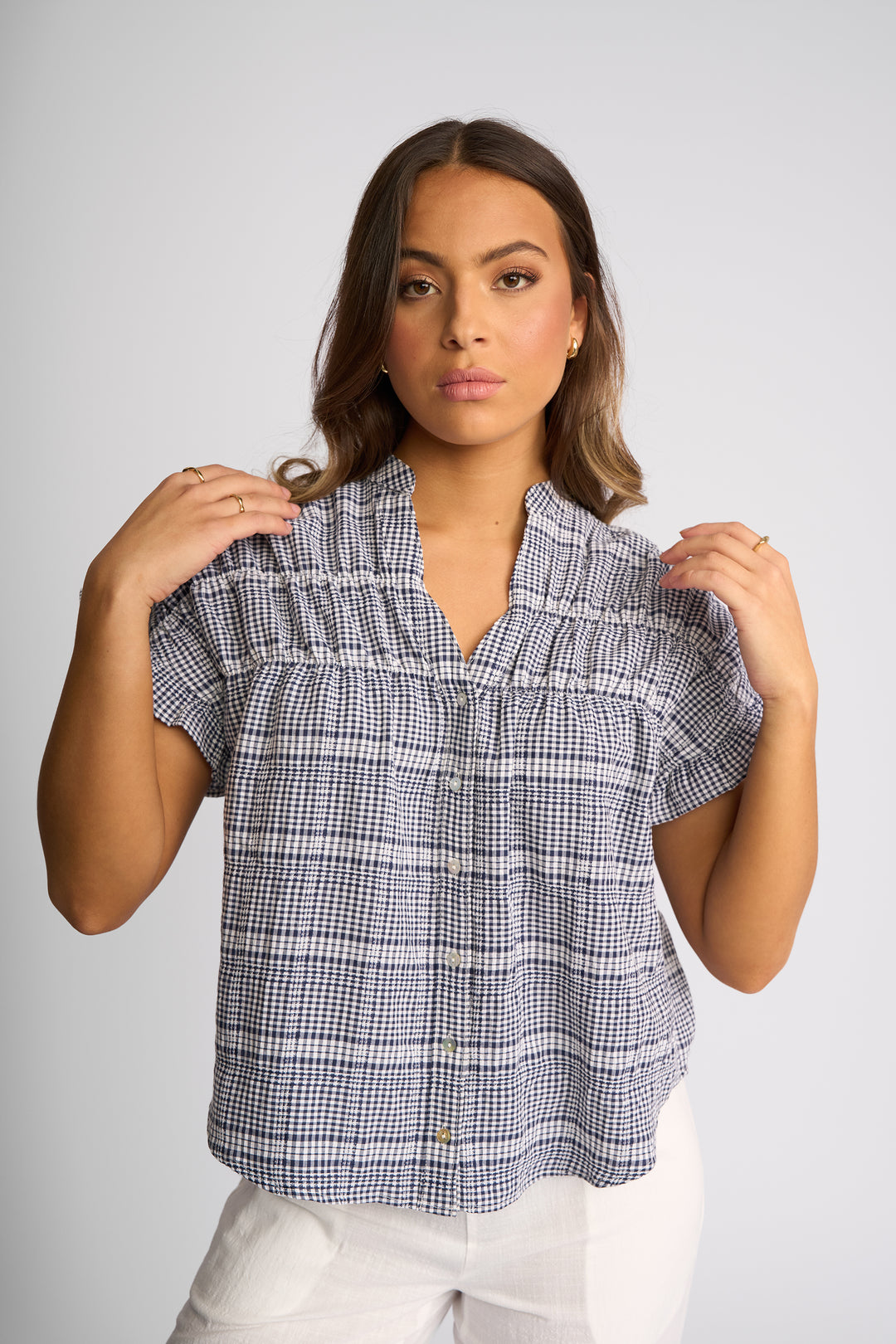 Addison Top | Ink Gingham