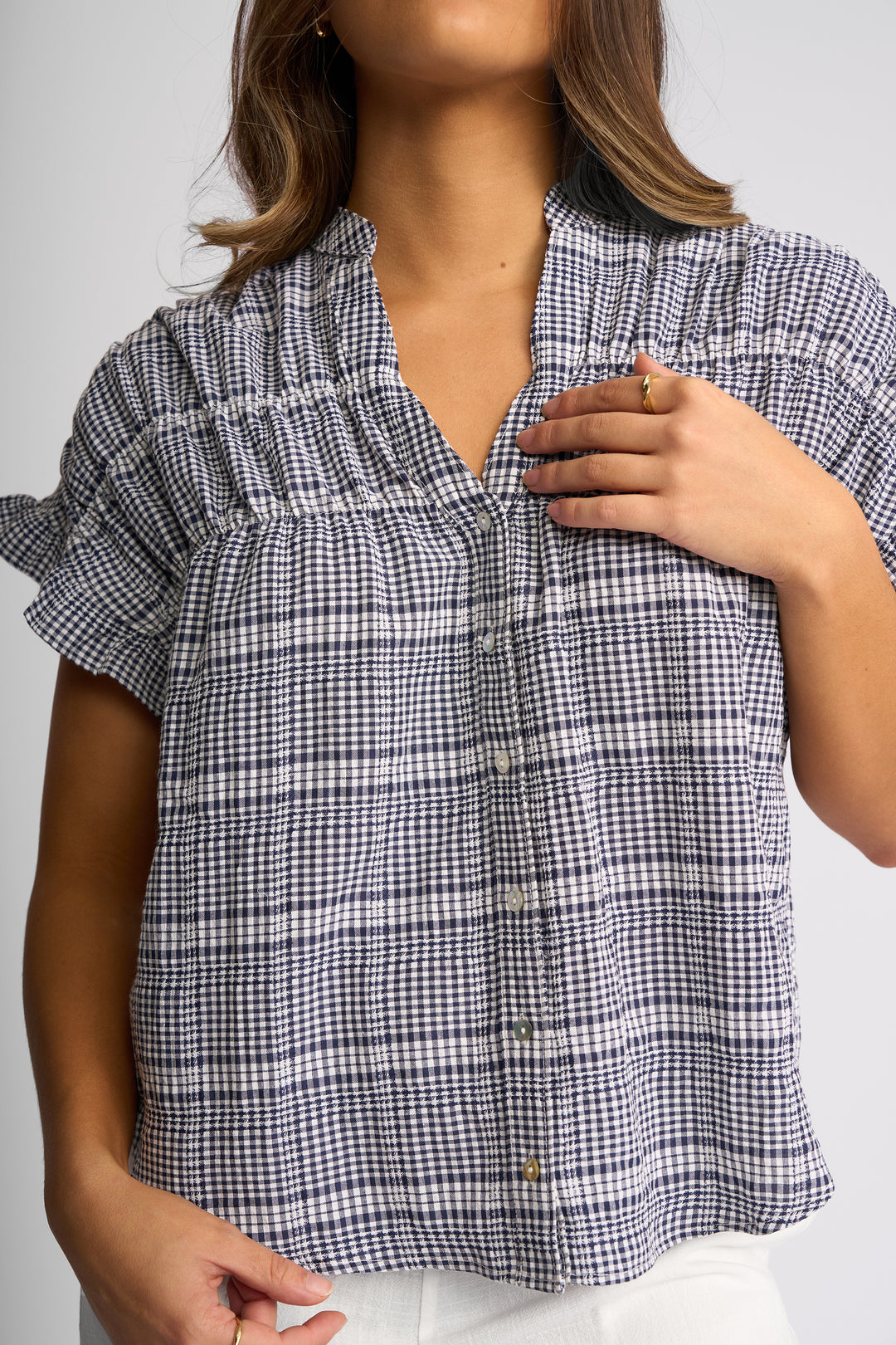 Addison Top | Ink Gingham