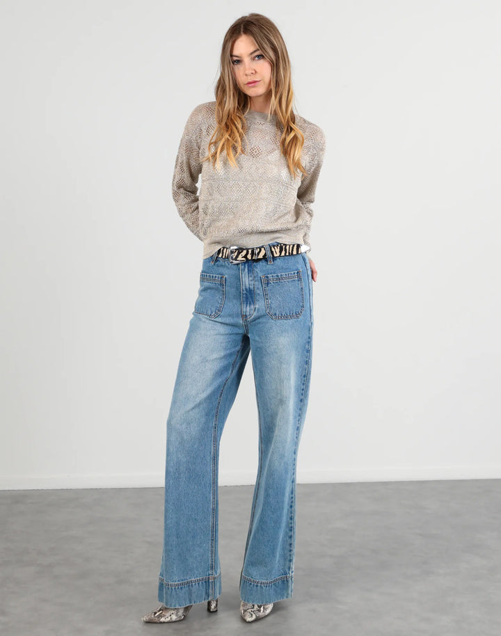 Lurex Cable Sweater | Taupe Metalic