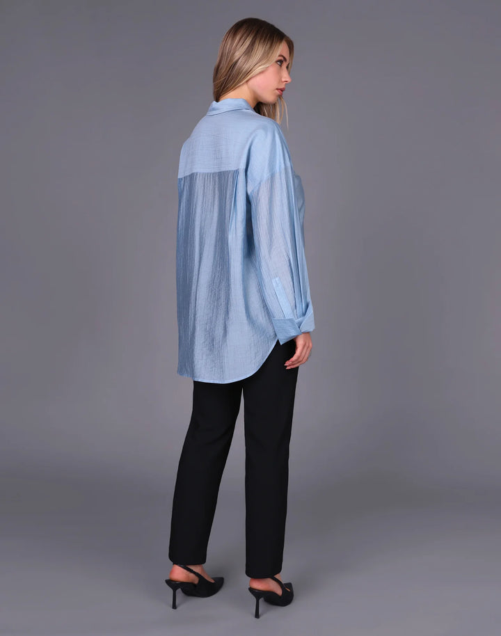 Oversized Button Front Shirt | Cloud Blue