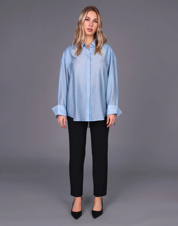 Oversized Button Front Shirt | Cloud Blue
